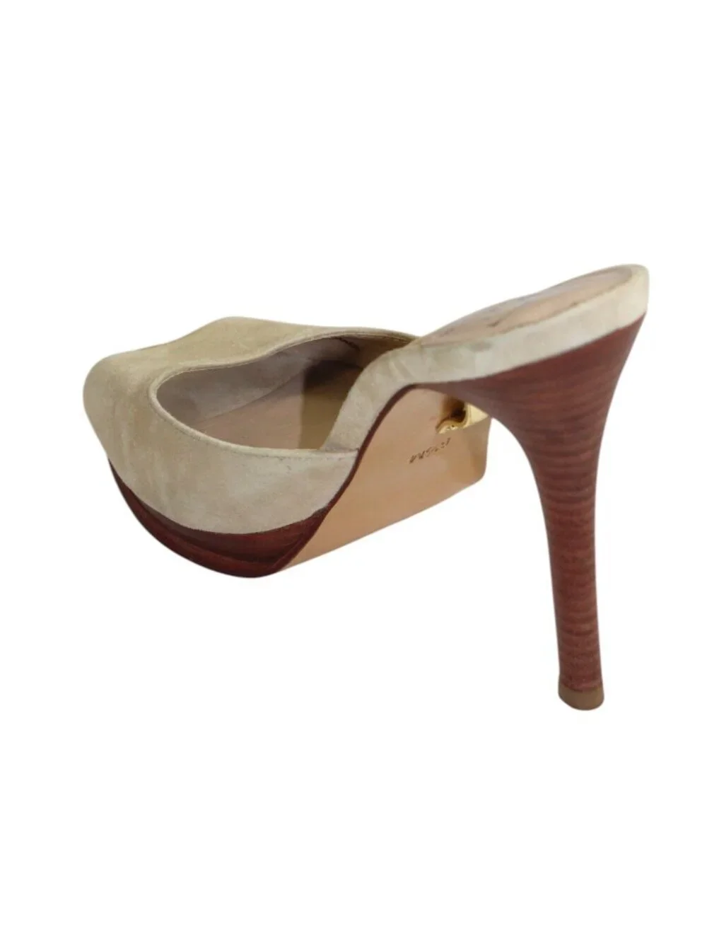DVF Diane Von Furstenberg Eva Sand Suede Silk Scarf Wrap PeepToe Stiletto Sandal